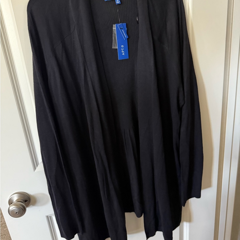 Black Open Front Cardigan NWT 2x
